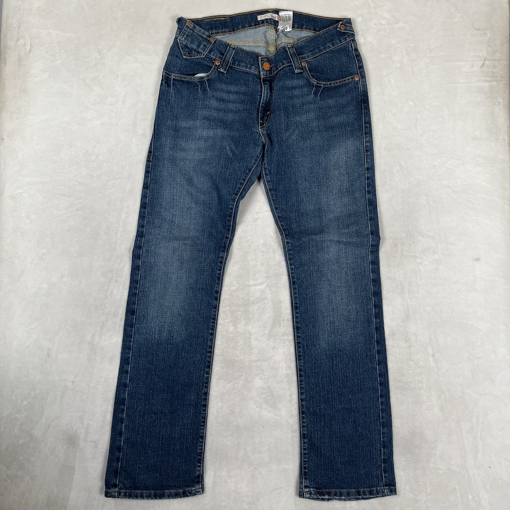 Levi's 504 Slouch Straight Jeans Womens 13 Long Blue Low Rise Stretch Denim Wash
